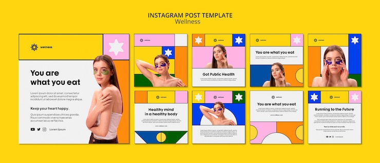 Zdarma PSD šablona příspěvků na instagram s konceptem wellness