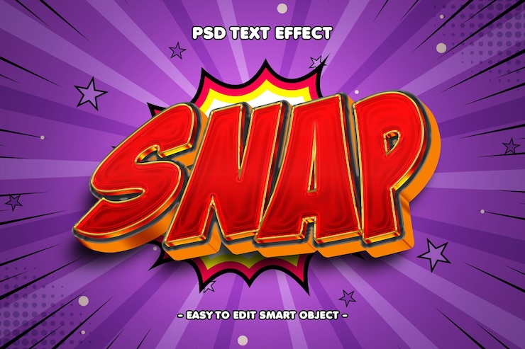Zdarma PSD snap comic style editable text effect
