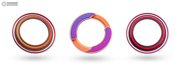 Social media circle profile frame 3d render illustration
