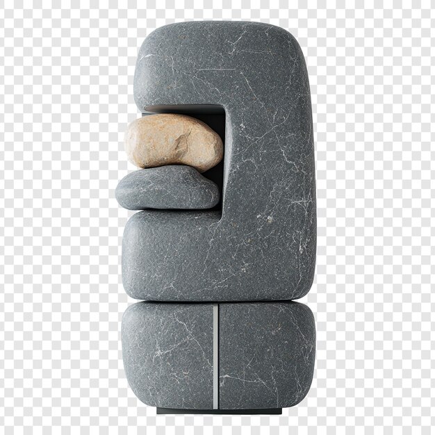 stone sculpture abstract grey rock formation with beige accents