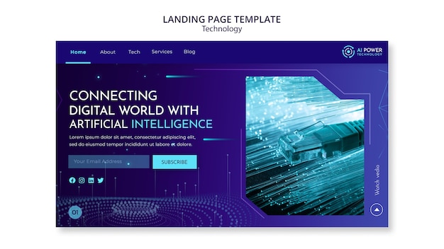 Technology landing page template design