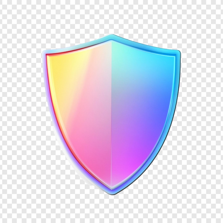 Zdarma PSD vibrant rainbow shield a symbol of protection and security