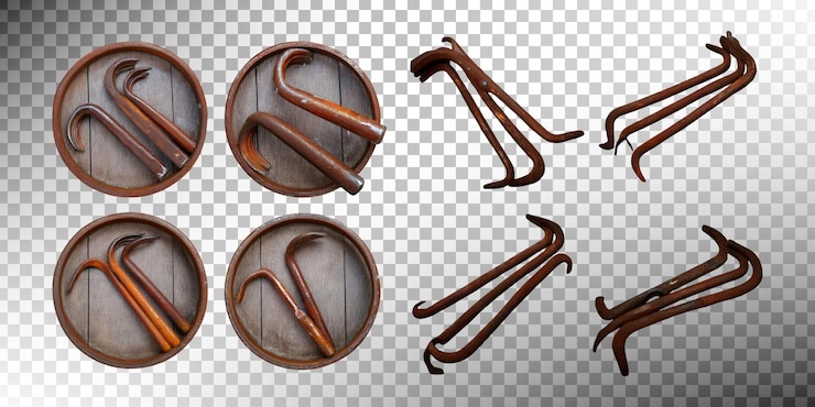 Zdarma PSD vintage rusty tools on wooden background