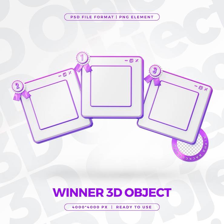 Zdarma PSD výherce giveaway 3d renderování izolovaná ilustrace