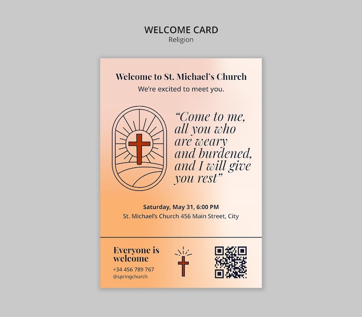 Zdarma PSD welcome to st. michael's church invitation card