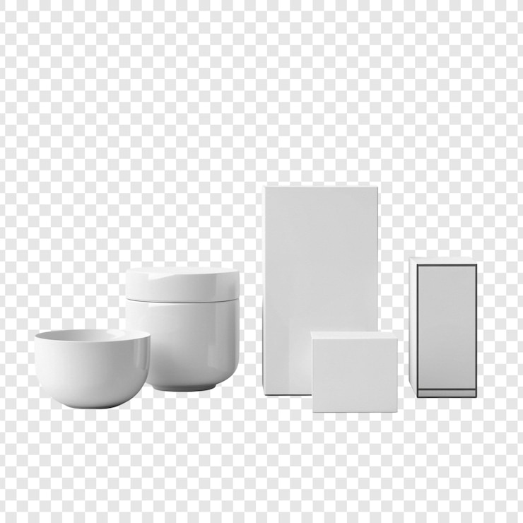 Zdarma PSD white mockup product packaging and containers