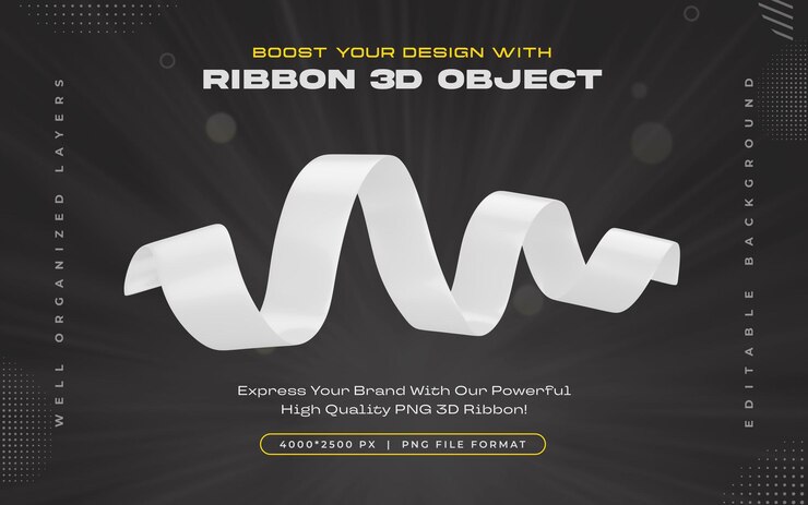 Zdarma PSD white ribbon icon isolated 3d render illustration