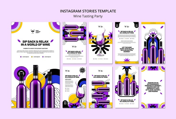 Zdarma PSD wine tasting party  instagram stories template