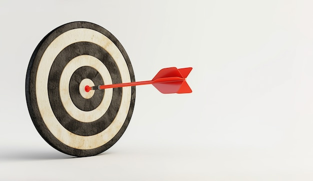 3d rendering of arrow hitting the target