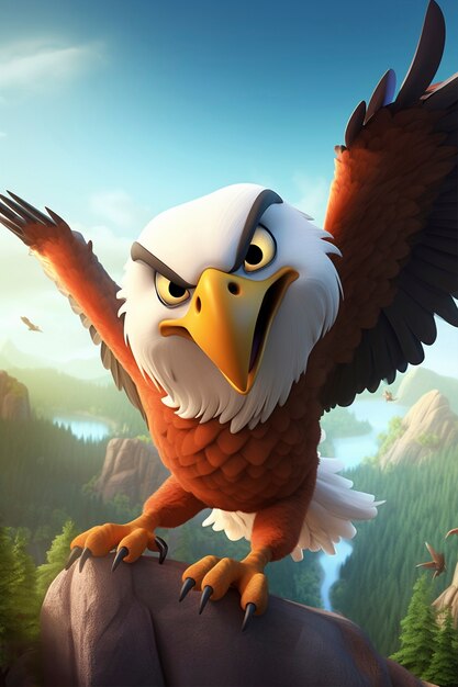 3d rendering of cartoon like eagle