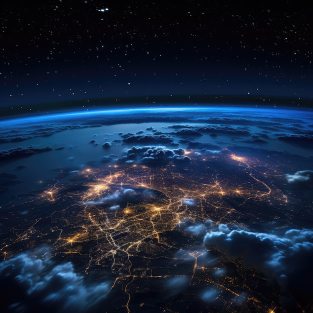 3d rendering of dark earth in space