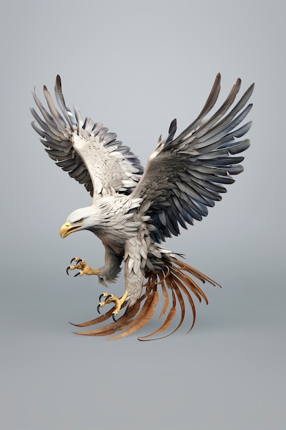 3d rendering of eagle with open wings