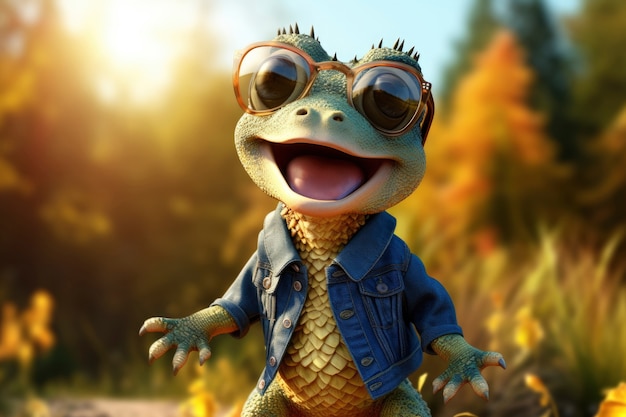 3d rendering of forest frog