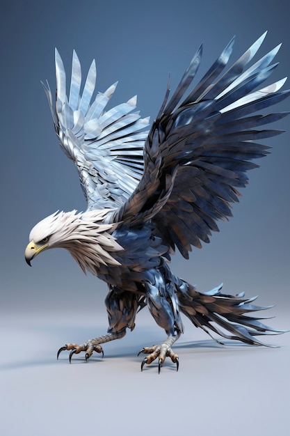 Açık kanatlı kartalın 3D render’ı