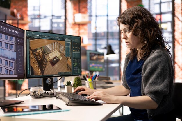 Architectural designer works on a digital home design project