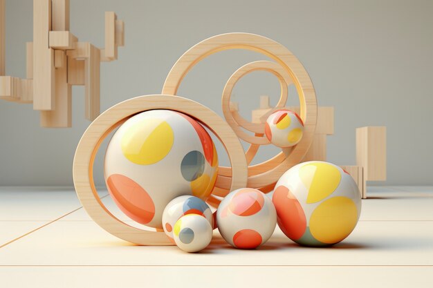 artistic creation made from 3d geometric shapes