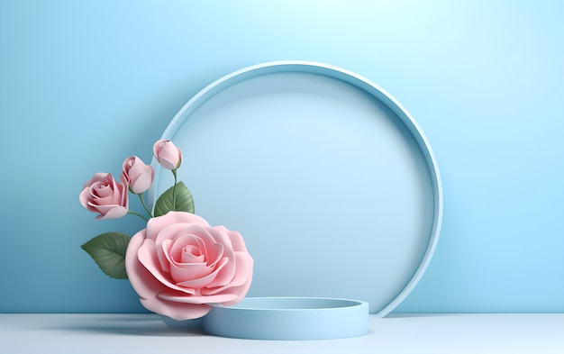 beautiful flowers and stage in studio