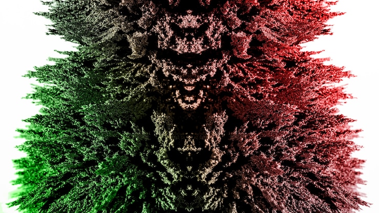 Ücretsiz Fotoğraf beyaz zeminde aydınlatılmış yeşil ve kırmızı manyetik metal talaşı