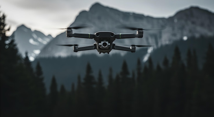 Ücretsiz Fotoğraf drone flying over a mountain landscape