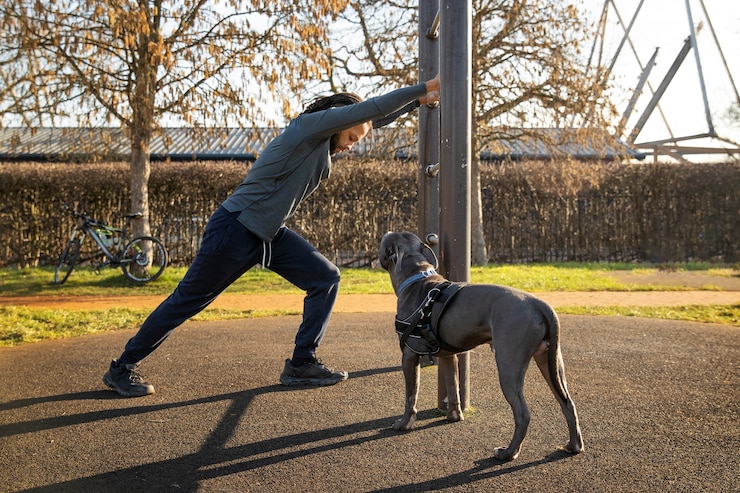 Ücretsiz Fotoğraf full shot man training with dog outdoors
