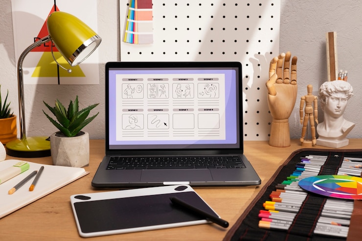 Ücretsiz Fotoğraf grafik design stüdyosunun natürmortu
