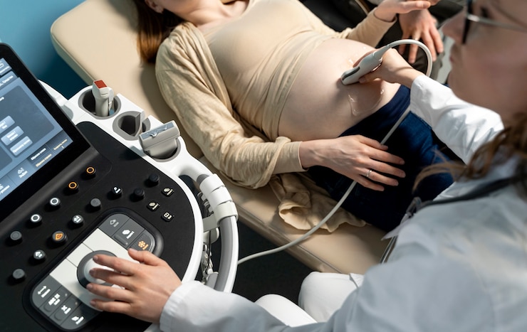 Ücretsiz Fotoğraf gynecologist performing ultrasound consultation