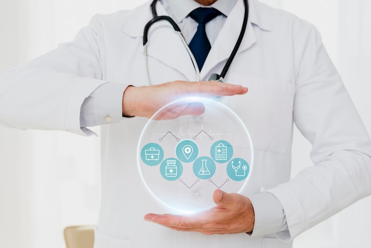 Ücretsiz Fotoğraf medical banner with doctor wearing stethoscope
