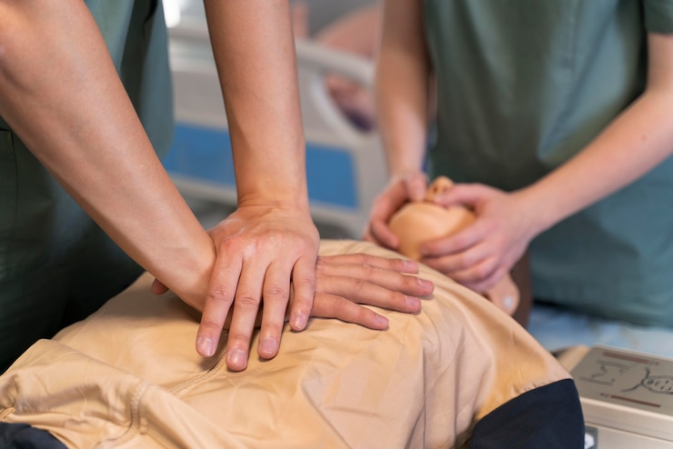 Ücretsiz Fotoğraf medicine student doing their practice in a hospital