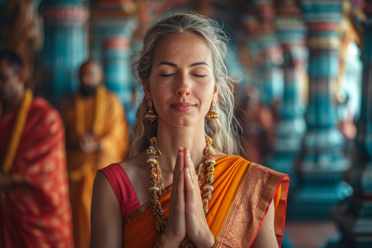 Ücretsiz Fotoğraf medium shot woman celebrating tamil new year