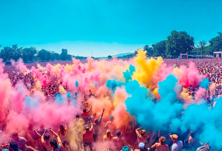 Ücretsiz Fotoğraf preparations for holi festival of colors