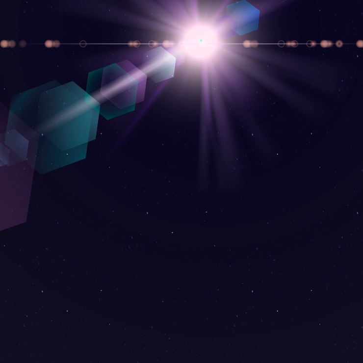 Ücretsiz Fotoğraf purple lens flare with hexagon ghost effect on dark background