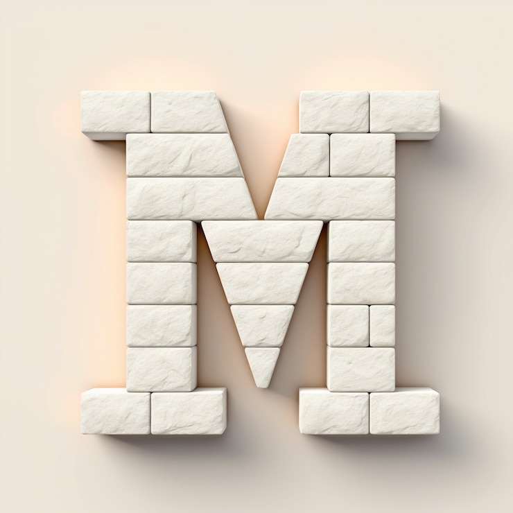 Ücretsiz Fotoğraf realistic m letter with wall texture