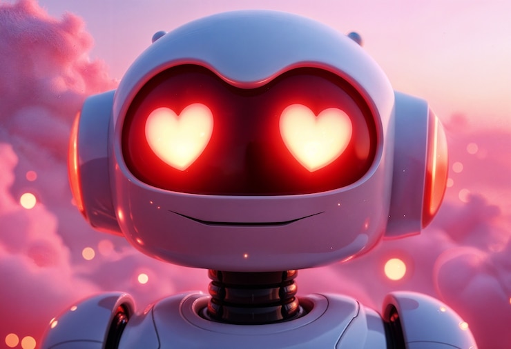 Ücretsiz Fotoğraf sevgililer günü kutlamasında aşık robotlar
