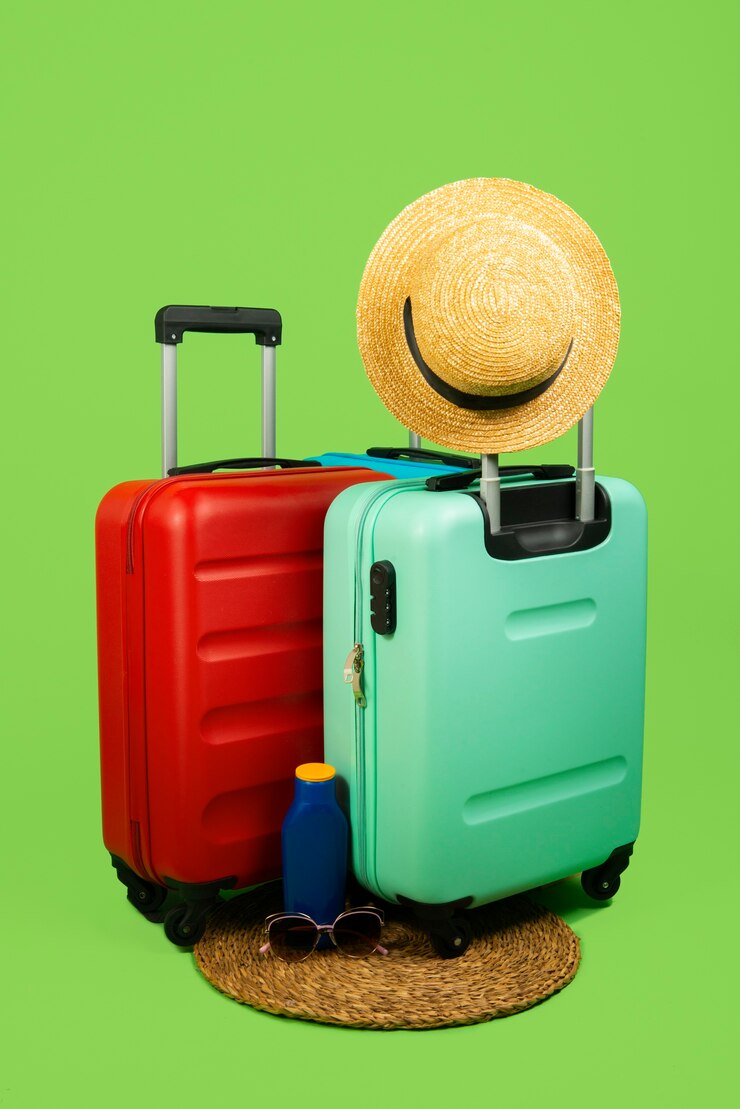 Ücretsiz Fotoğraf still life of suitcases with wheels