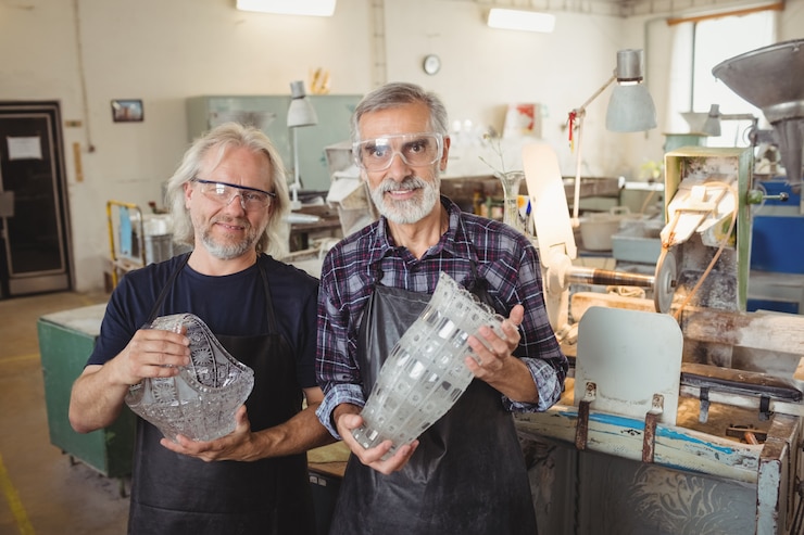 Ücretsiz Fotoğraf team of glassblowers with arms crossed