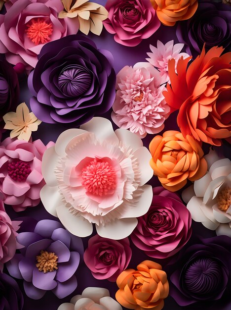 top view beautiful flowers in studio