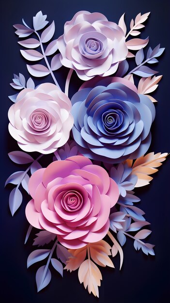 top view beautiful flowers in studio