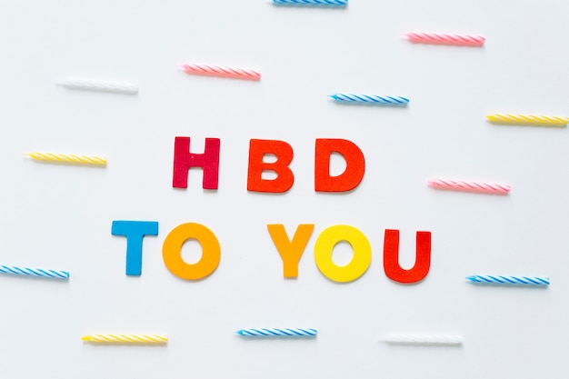 top view letters surrounded by candles