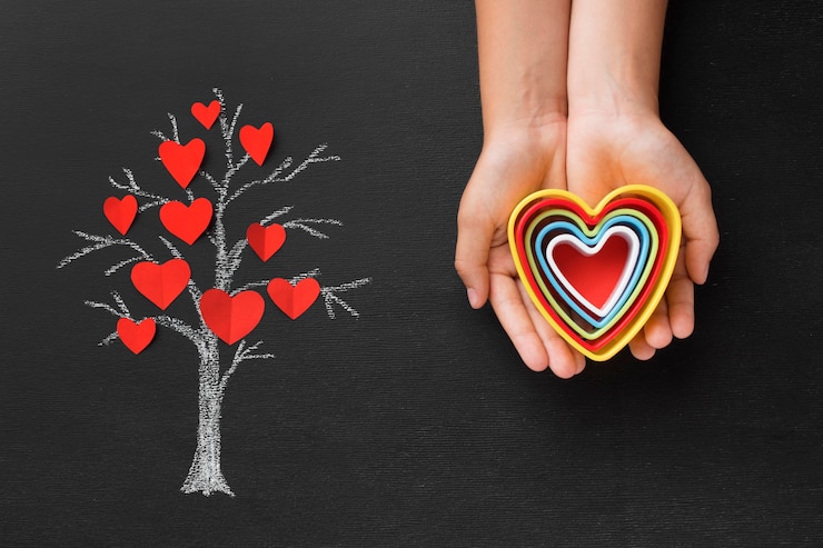 Ücretsiz Fotoğraf top view world heart day concept