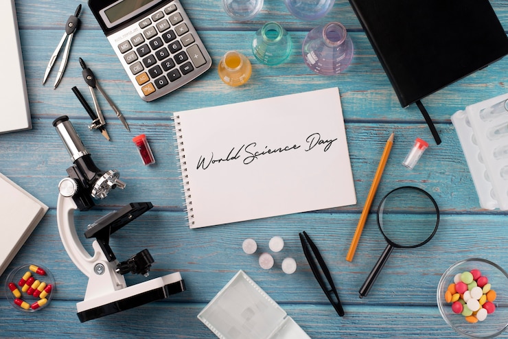 Ücretsiz Fotoğraf top view world science day arrangement