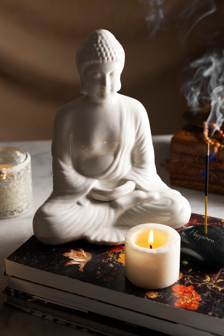Ücretsiz Fotoğraf view of buddha statuette for tranquility and meditation