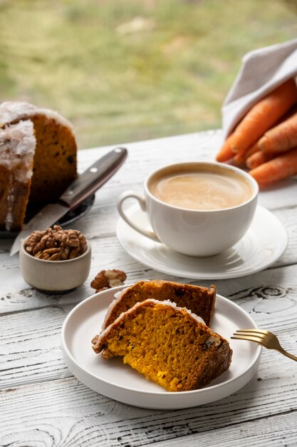 view of delicious cake made from carrots