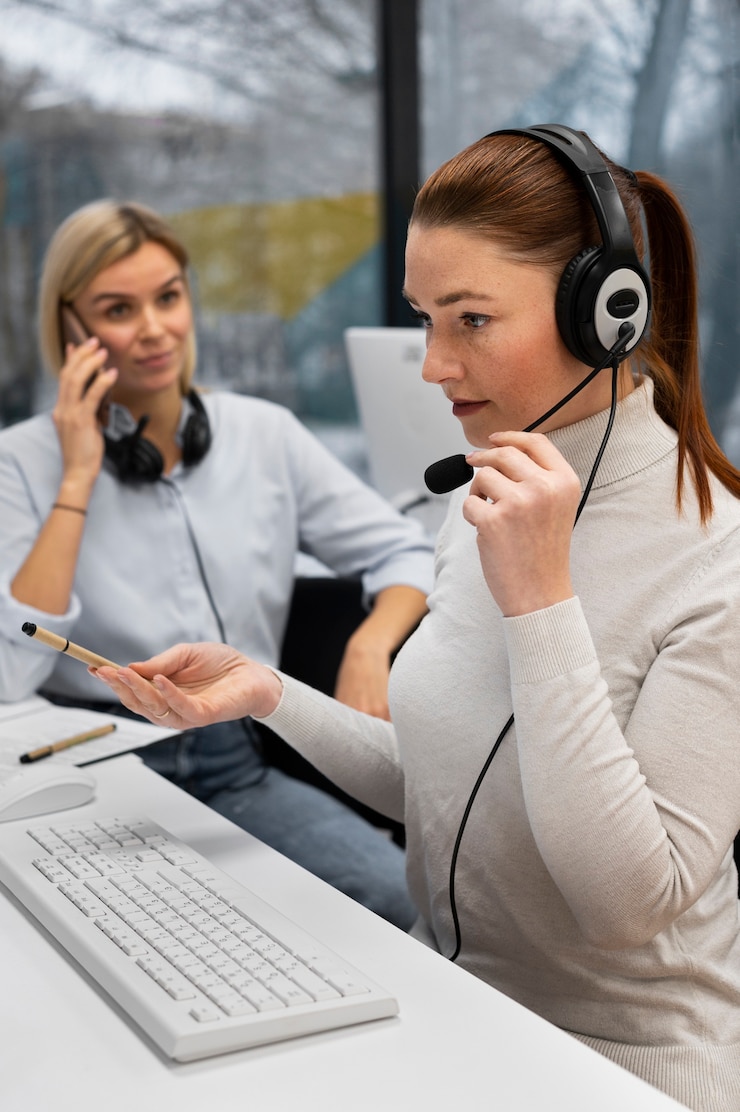 Ücretsiz Fotoğraf work environment in a call center office
