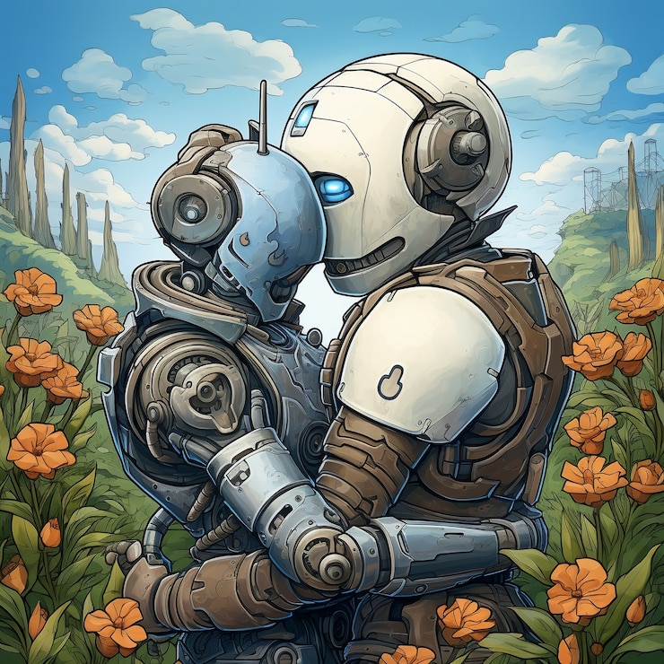 Ücretsiz Fotoğraf yandan gfrngrng robots kucaklafrng