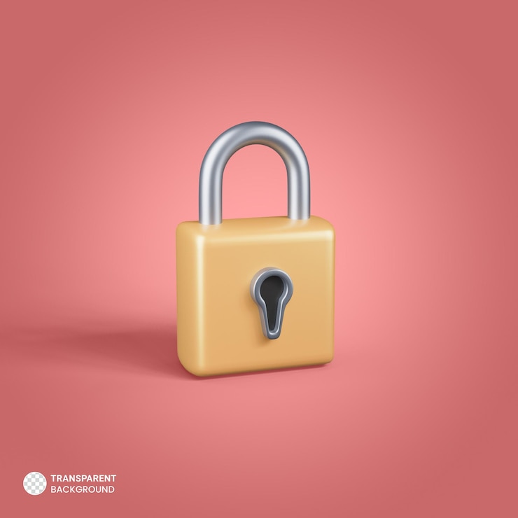 Ücretsiz PSD 3d floating element padlock icon illustration