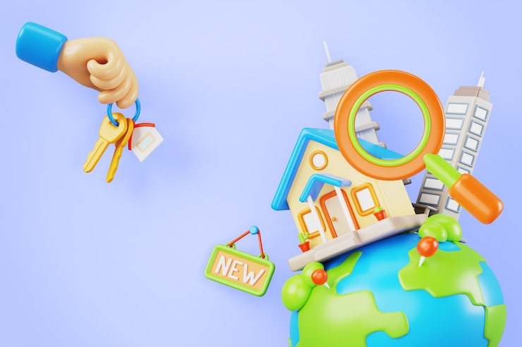 Ücretsiz PSD 3d illustration for real estate sales