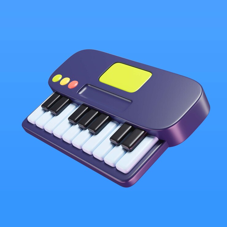 Ücretsiz PSD 3d illustration of children's toy keyboard
