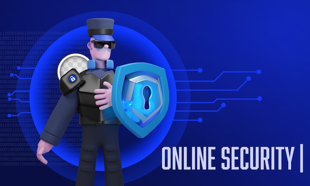 3d illustration of online security banner