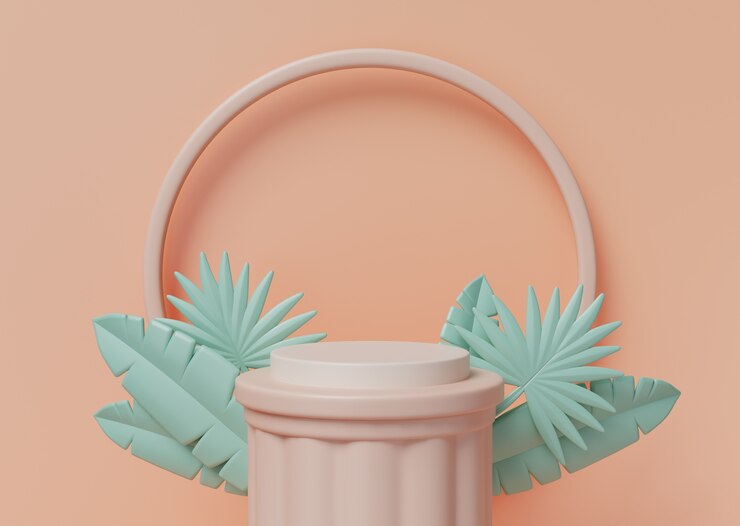 Ücretsiz PSD 3d illustration with peach colored podium