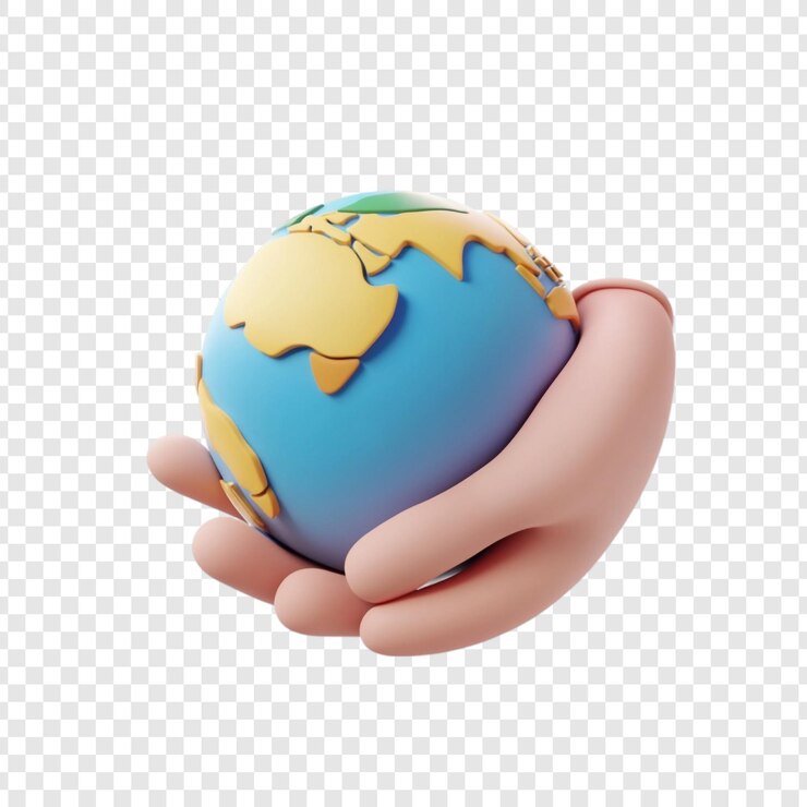 Ücretsiz PSD 3d render hands gently holding our planet earth